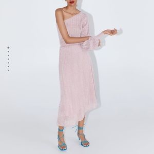Zara metallic thread asymmetric dress